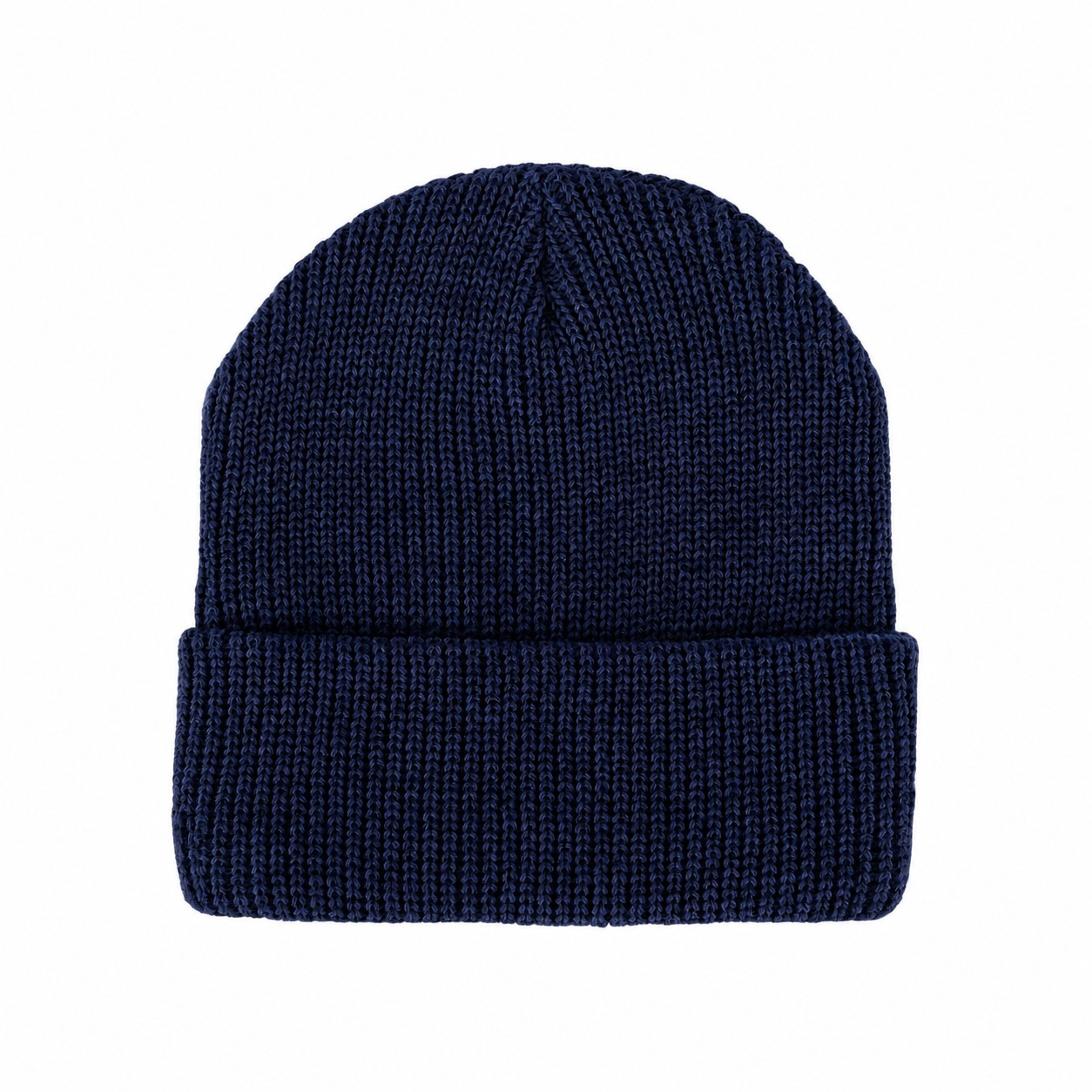 Acrylic Cuffed Patch Beanie — Navy Blue