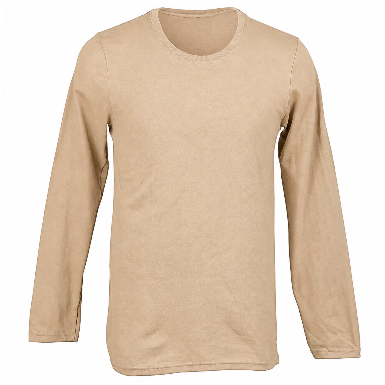 Ringspun Cotton Long Sleeve Crew Shirt — Tan Beige