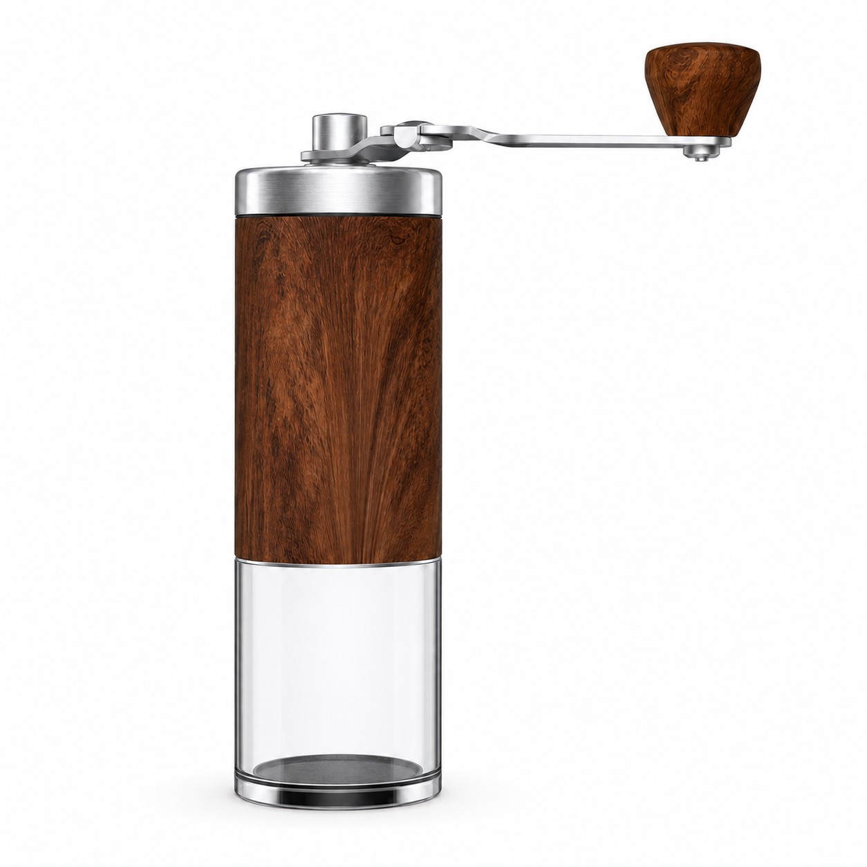Manual Coffee Grinder With Wood Grain Body — Brown