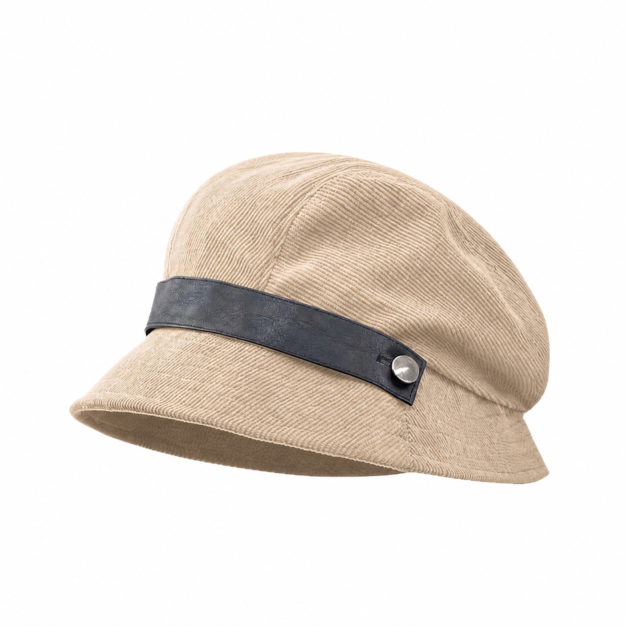 Corduroy Short Brim Cadet Cap — Beige