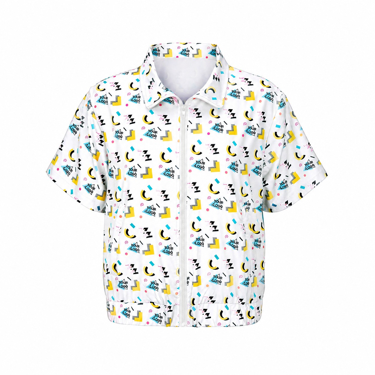 Retro Short Sleeve Zip Jacket — Clear White