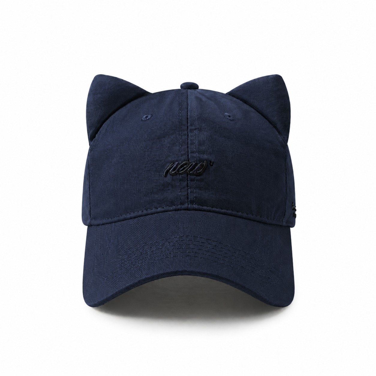 Polyester Cat Ear Baseball Cap — Navy Blue
