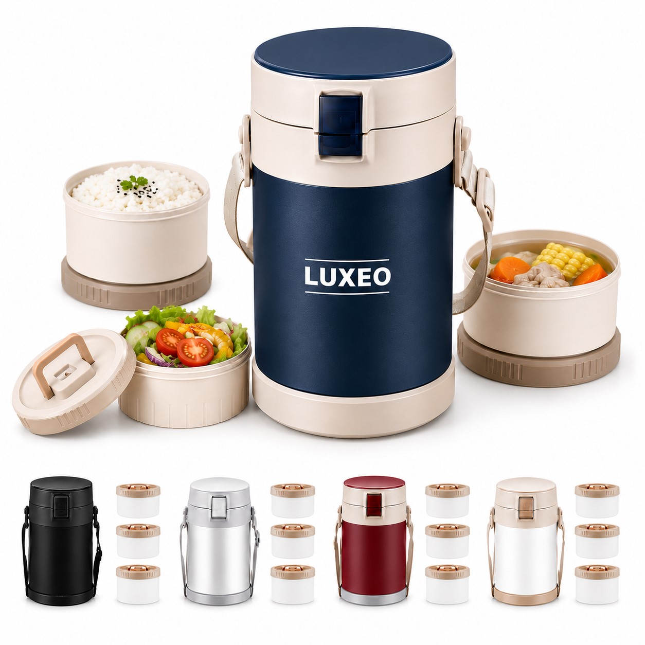 Three Tier Insulated Stainless Steel Lunch Jar