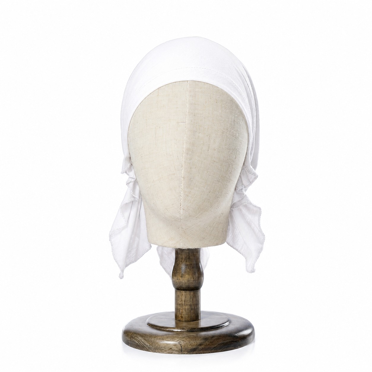 Cotton Elastic Turban Headscarf Cap — White
