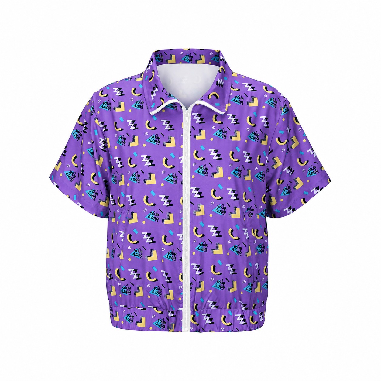 Retro Short Sleeve Zip Jacket — Purple