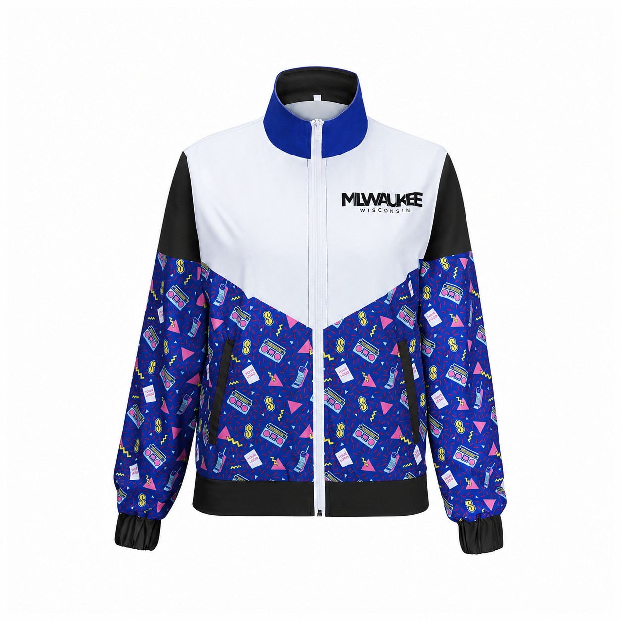 Retro Full Zip Track Jacket — Black