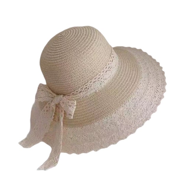 Lace Trim Straw Beach Hat — view 2