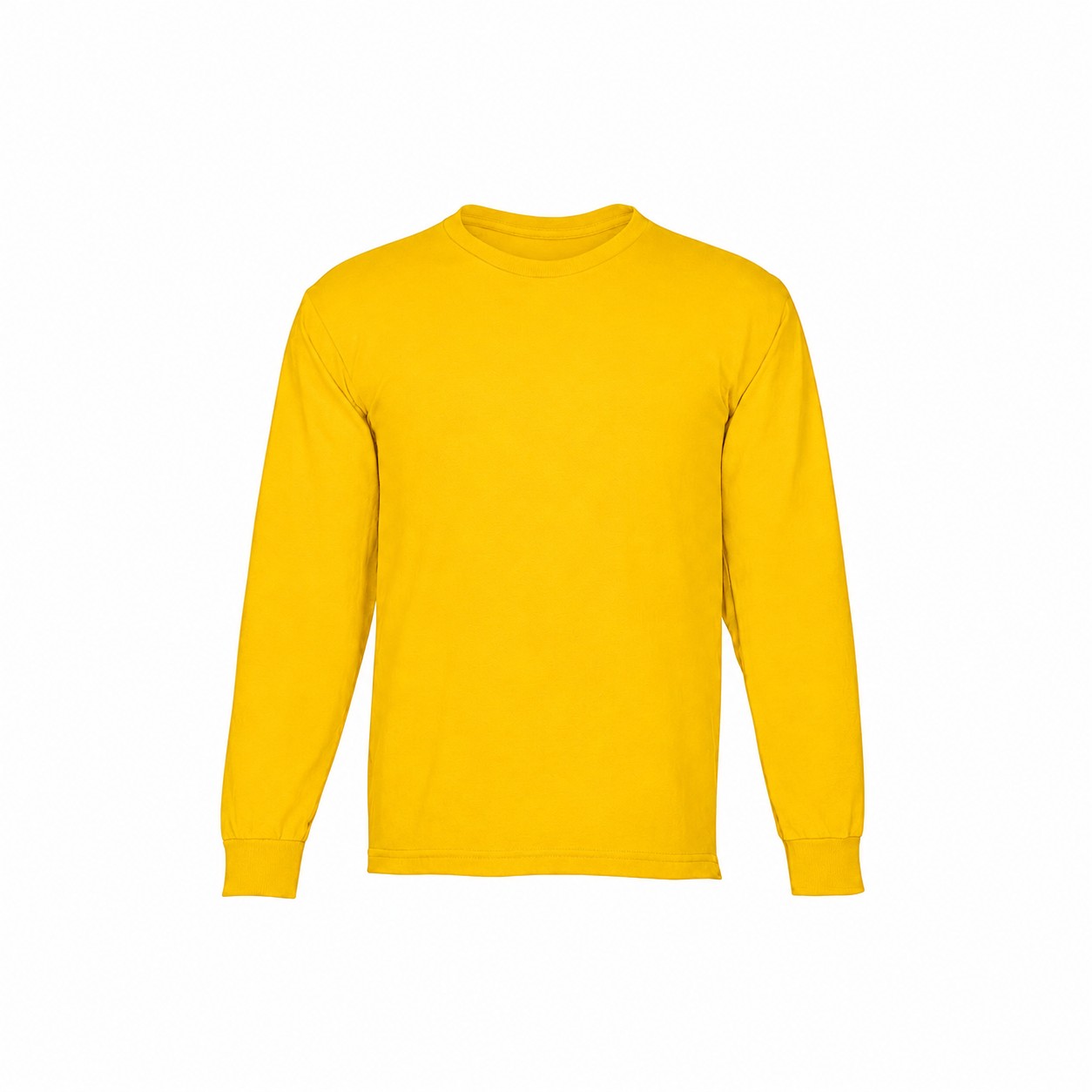 Cotton Long Sleeve T-Shirt With Reinforced Hem — Yellow