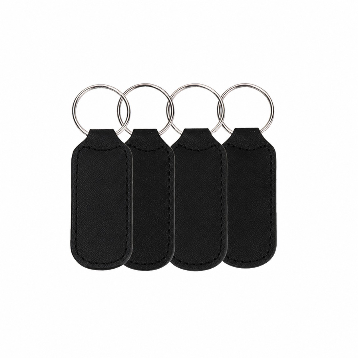 Genuine Leather Loop Keychain — Black