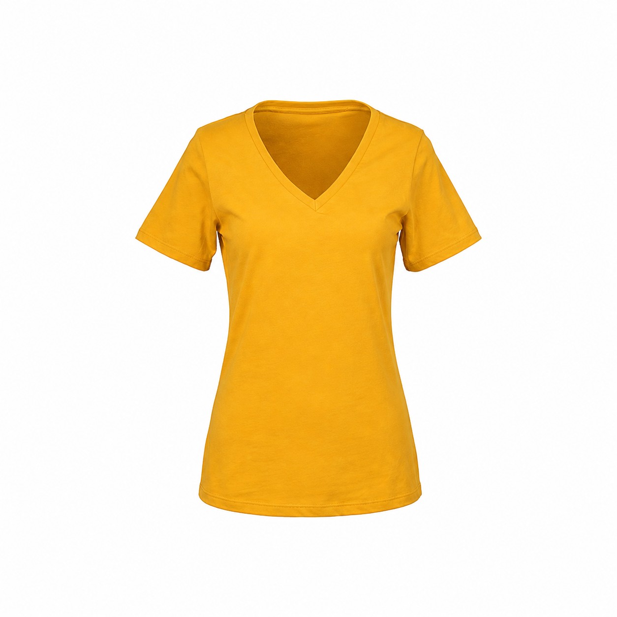 Ladies Ringspun Cotton V Neck Shirt — Gold