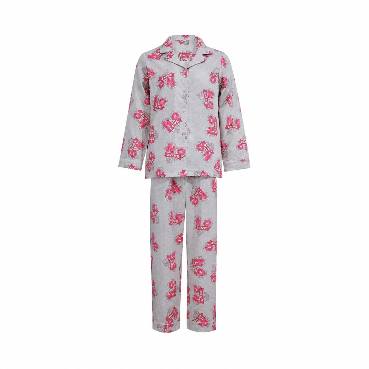 Unisex Cotton Long-Sleeve Pajama Set — Gray