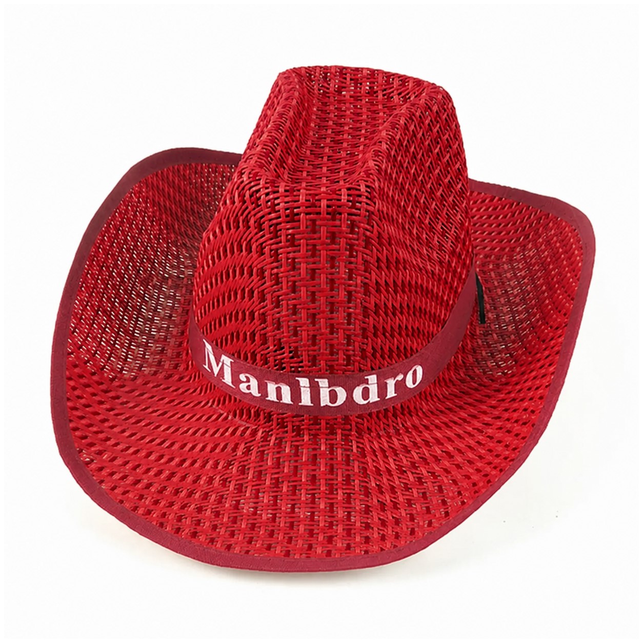Woven Straw Cowboy Hat — Red