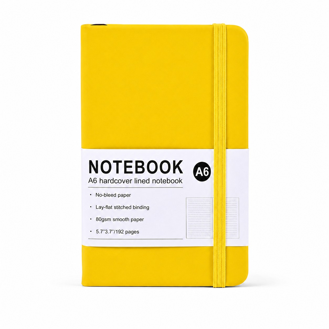 PU Leather Journal With Elastic Closure — Yellow
