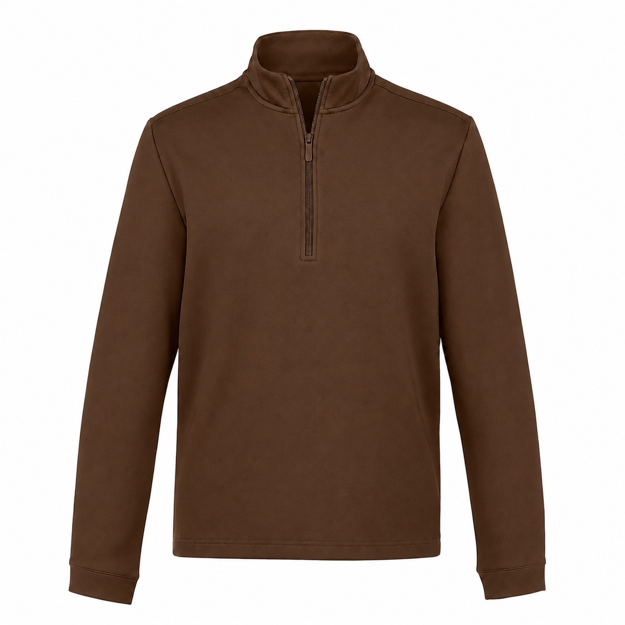 Men's Fleece Mock Neck Pullover — Brown