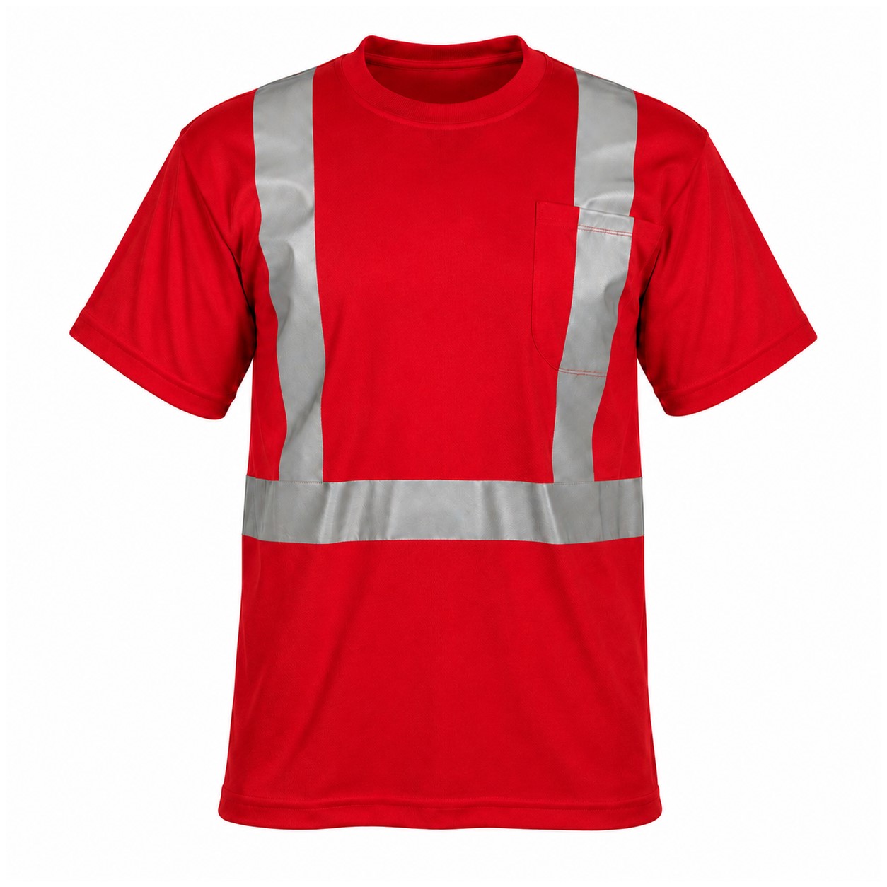 Reflective Pocket Polyester Safety Shirt — Red