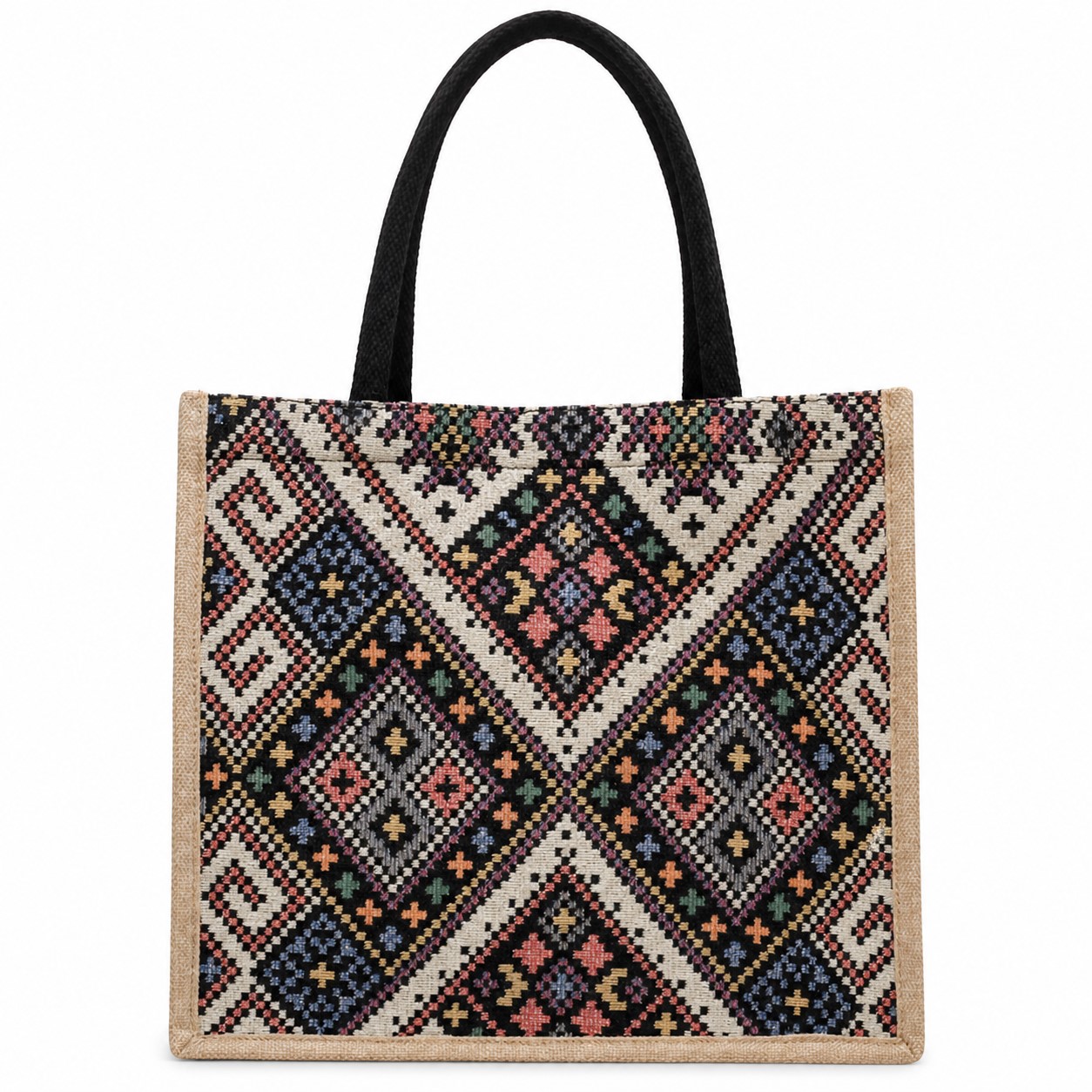 Geometric Woven Polyester Carry Tote — view 2
