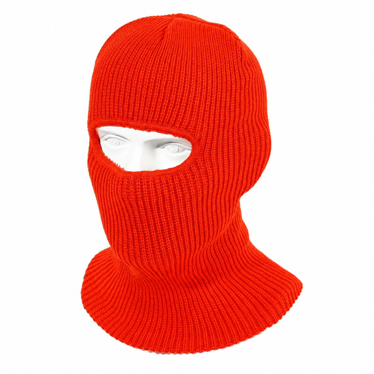 Polyester Knit Balaclava Beanie — Orange Red