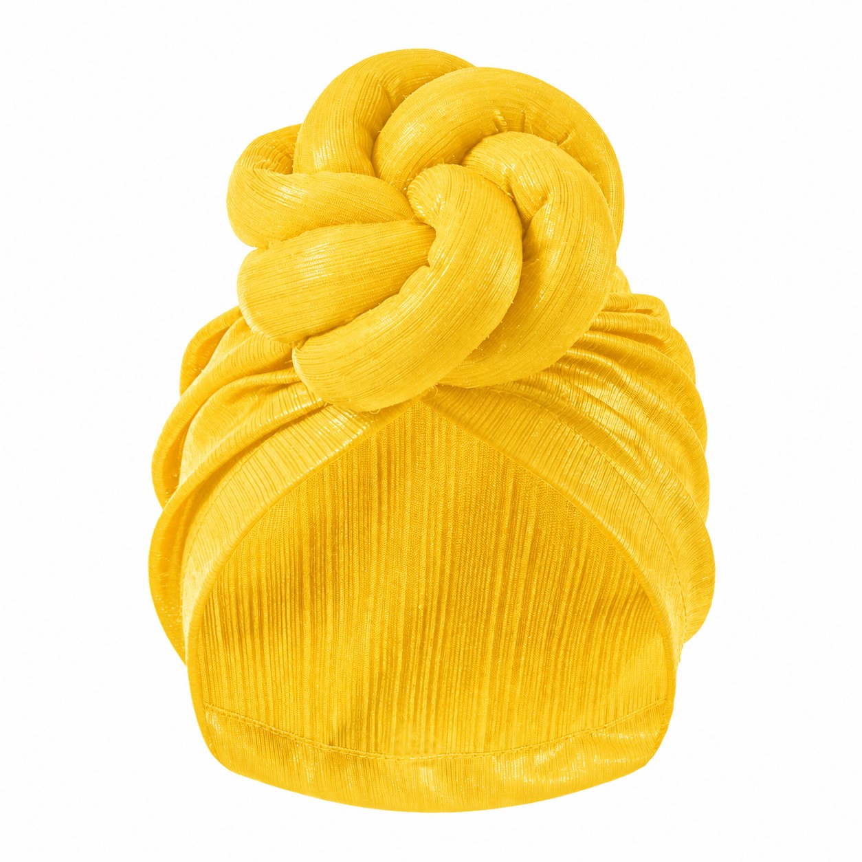 Ice Silk Shiny Knot Turban Hat — Yellow