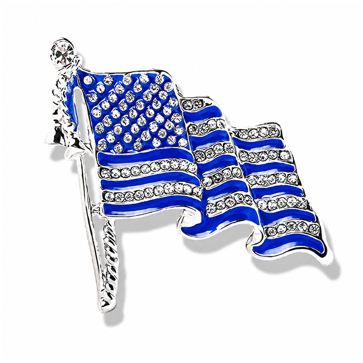 Rhinestone Metal American Flag Brooch — view 3