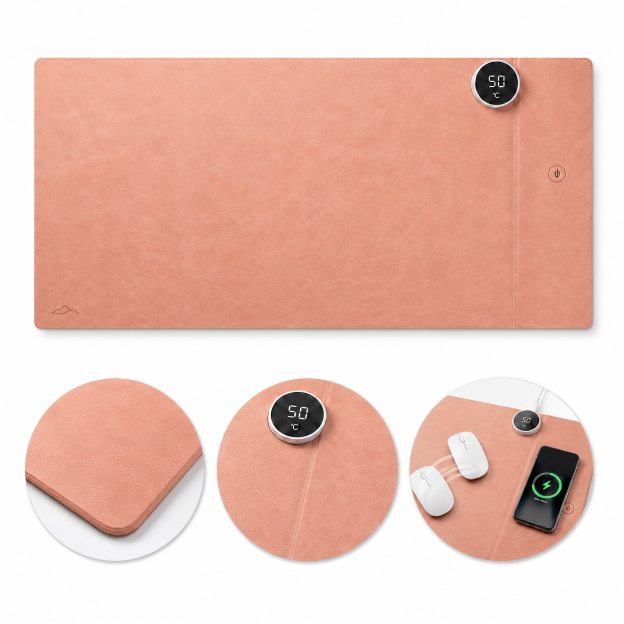 Large Heated PU Wireless Charging Desk Pad