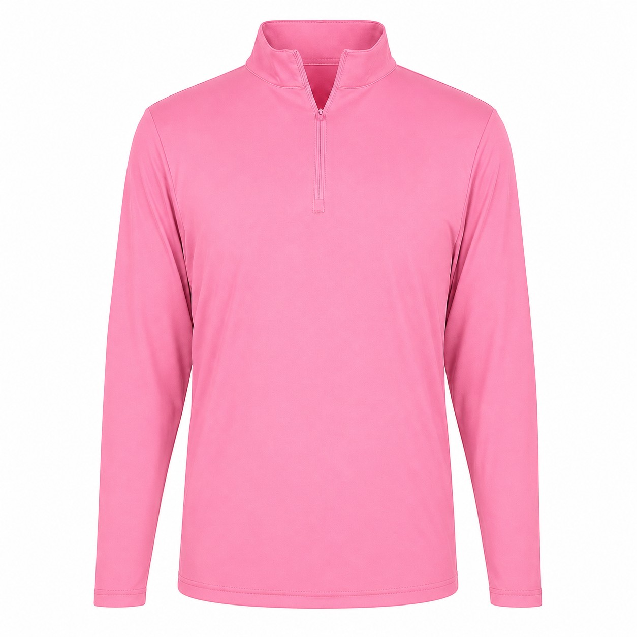 Polyester Jersey Quarter Zip Pullover — Pink