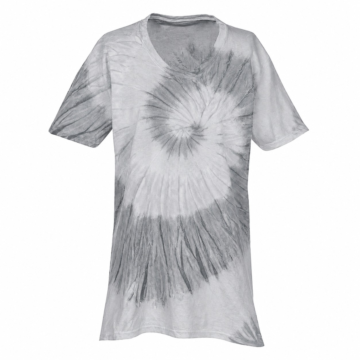Swirl Tie Dye Cotton V Neck Shirt — Silver