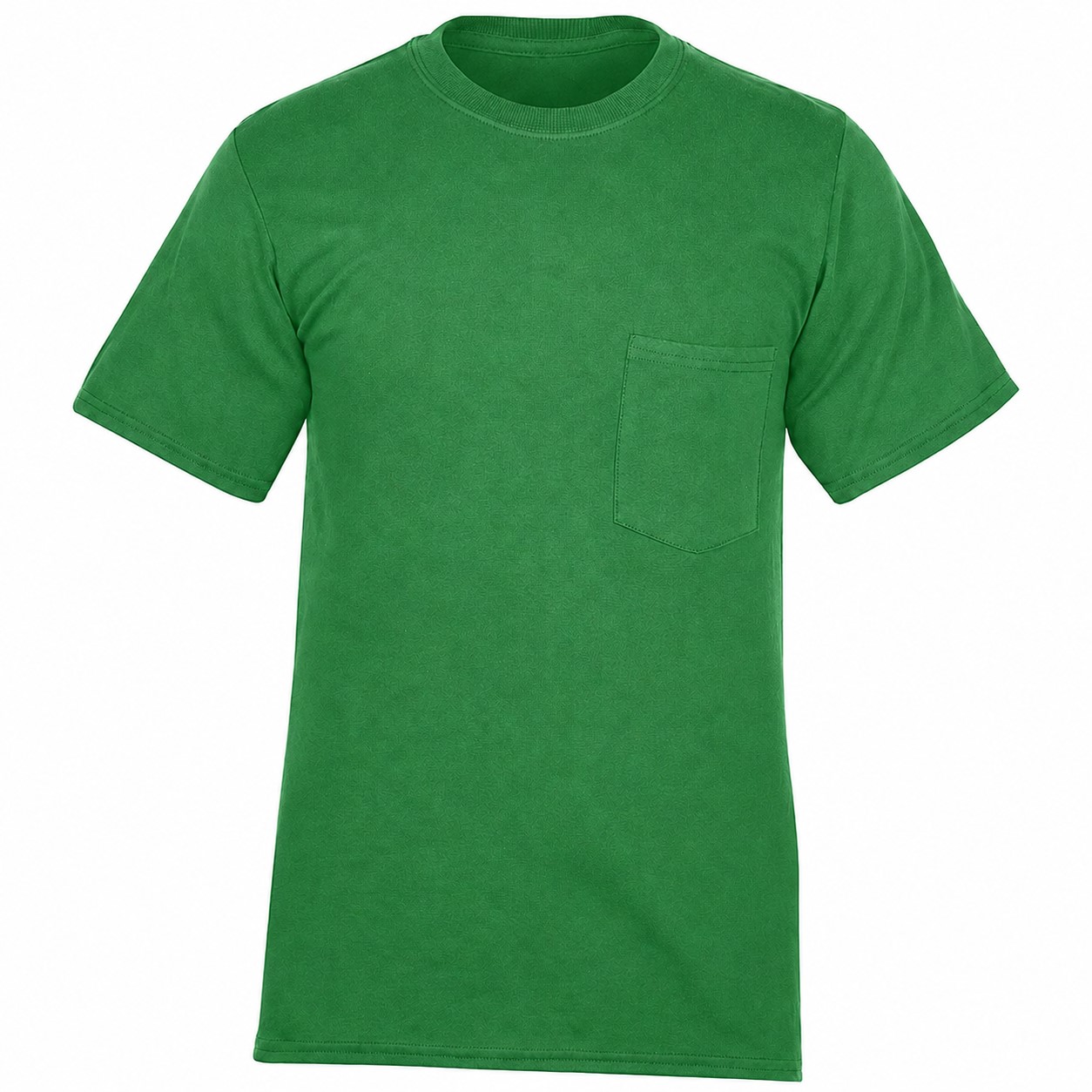 Cotton Pocket Crewneck T Shirt — Green