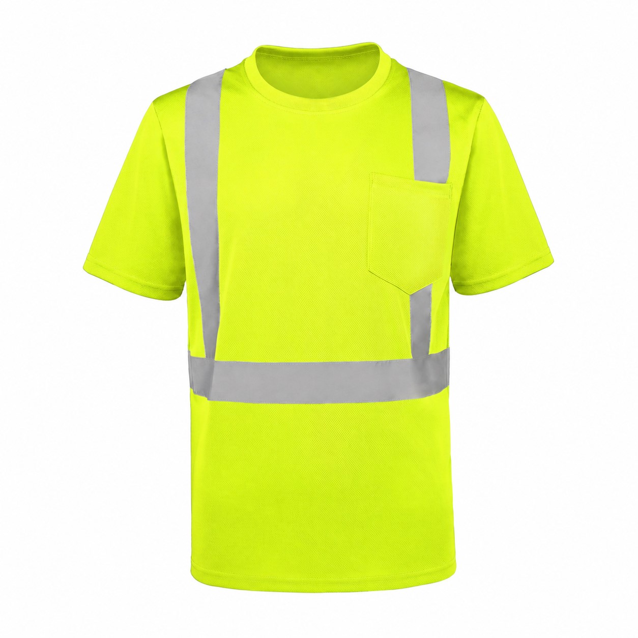 Reflective Safety Pocket T-Shirt — Safety Yellow/Reflective Silver