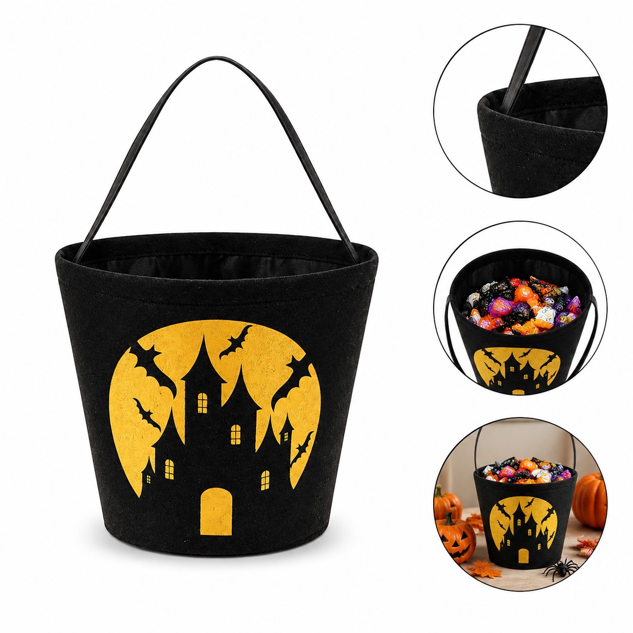 Long Handle Halloween Fabric Treat Tote