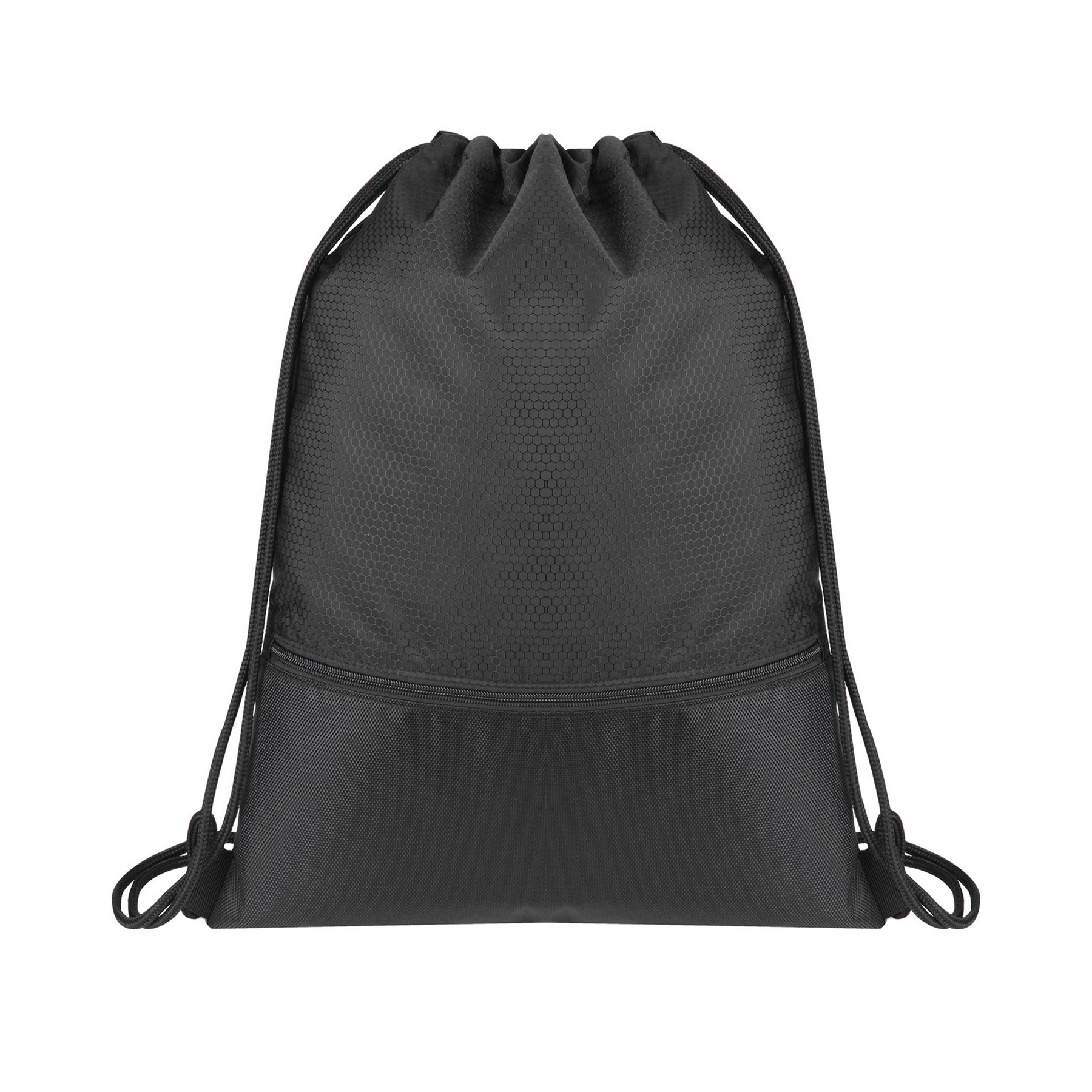 1680D Polyester Black Drawstring Bag — view 2