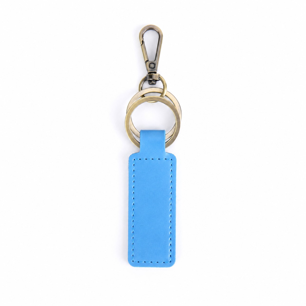 Saddle Leather Keychain Tag — Sky Blue