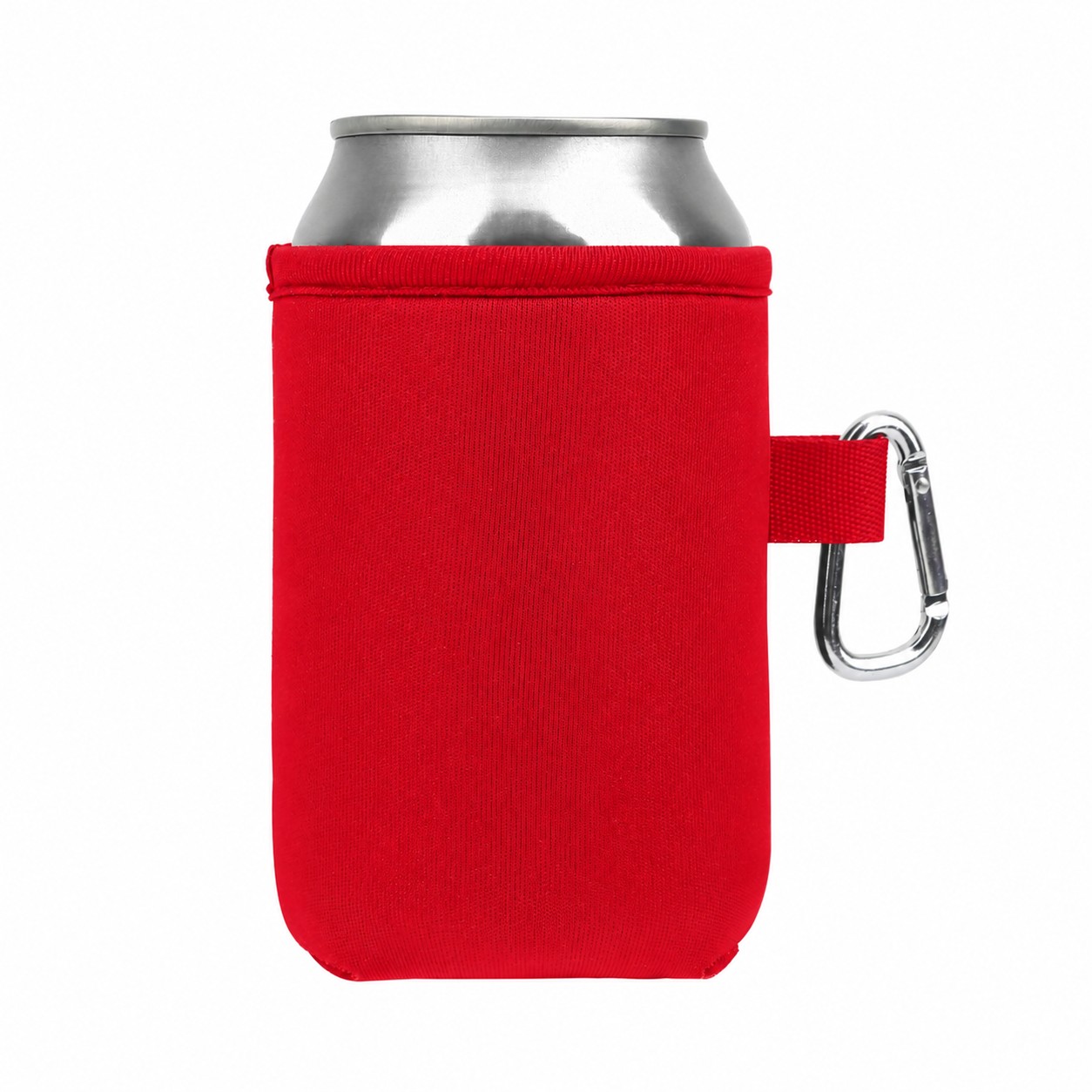 Neoprene Can Cooler With Carabiner — Red