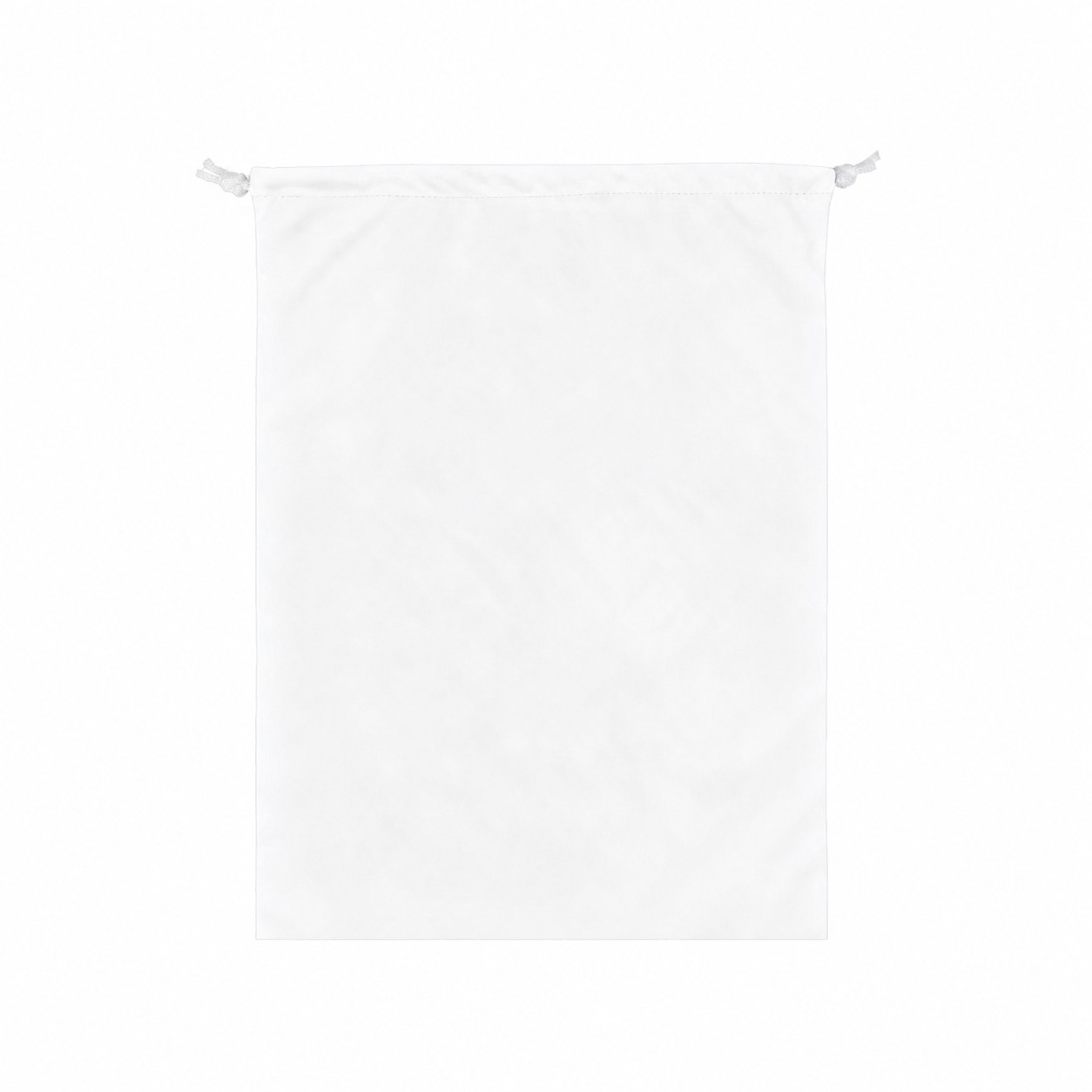 Bird's-Eye Fabric Drawstring Bag — White