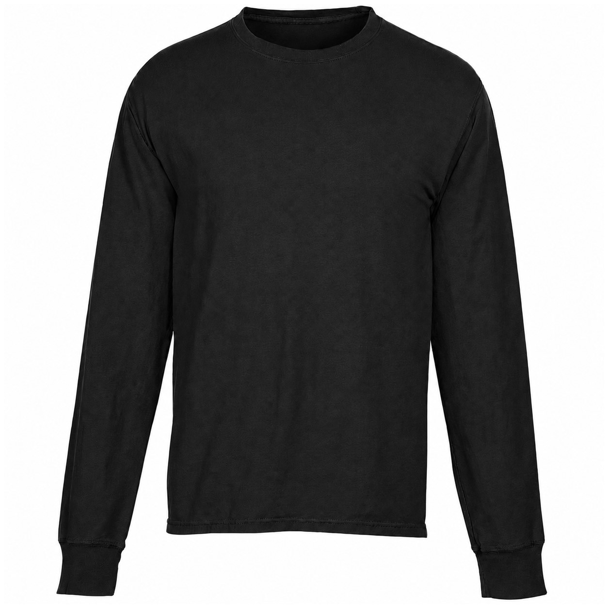 Garment Dyed Cotton Long Sleeve Tee — Black