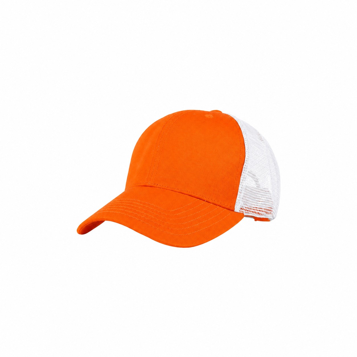 Six-Panel Low-Profile Trucker Cap — Orange/White