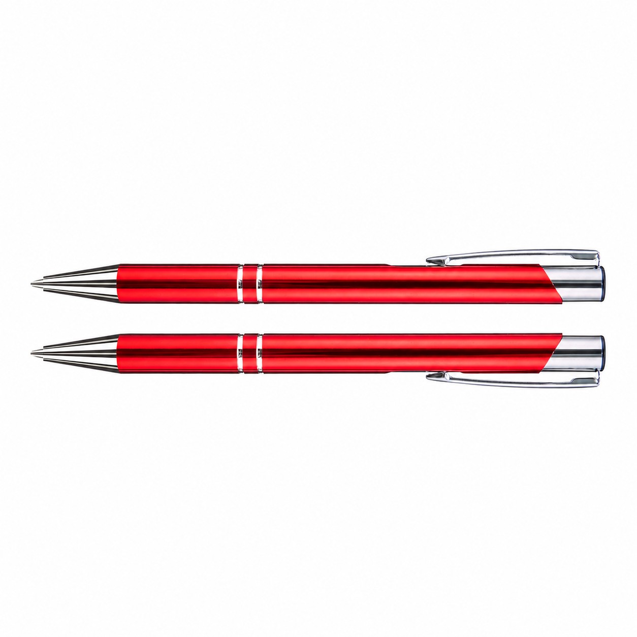 Metallic Aluminum Ballpoint Pen — Red