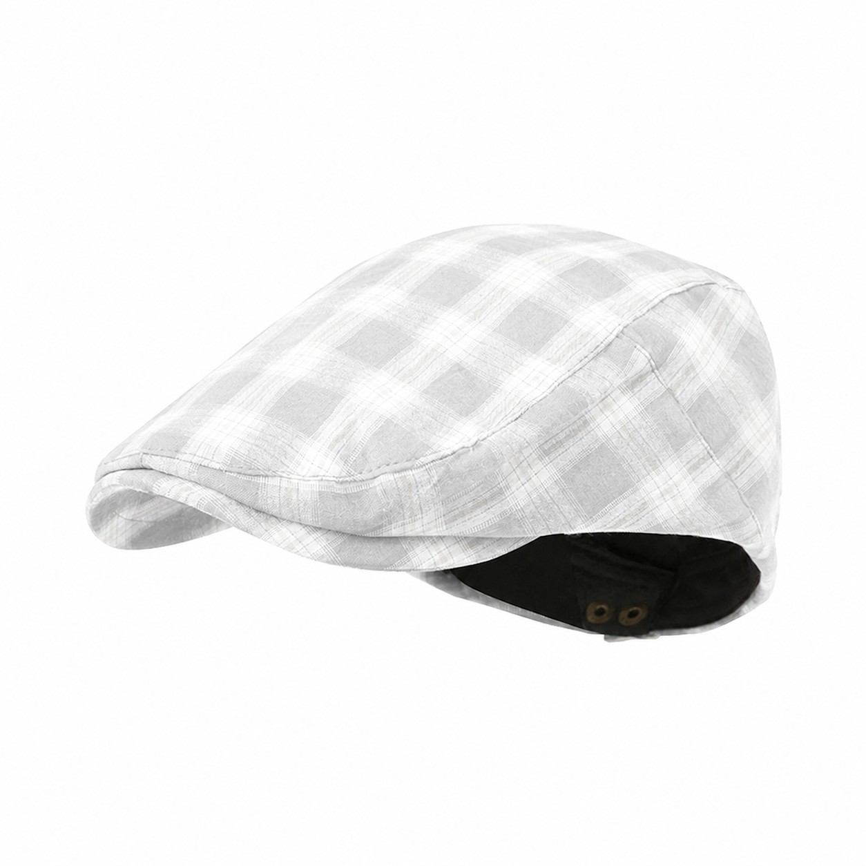 Cotton Plaid Ivy Beret Cap — White