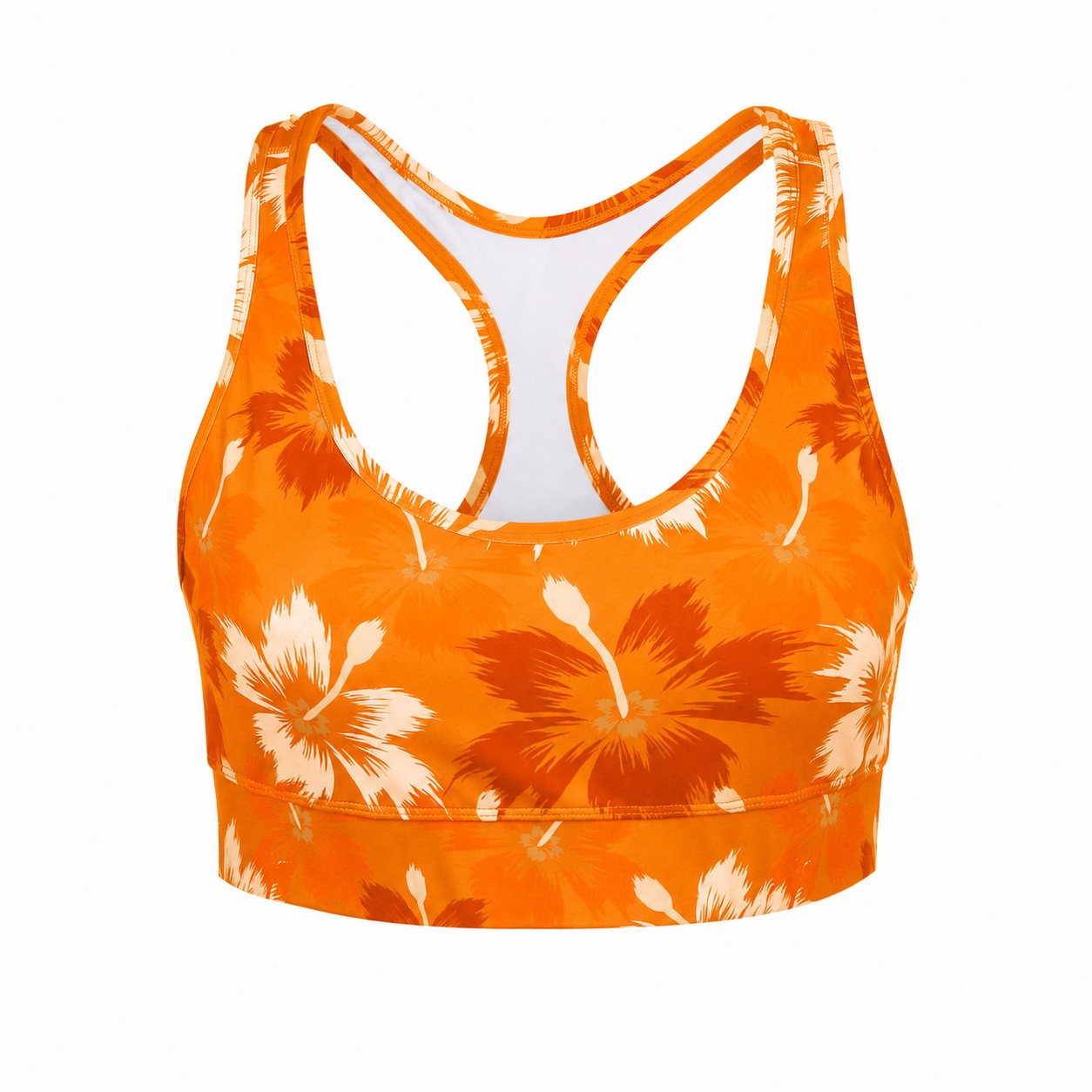 Polyester-Spandex Padded Racerback Sports Bra — Orange