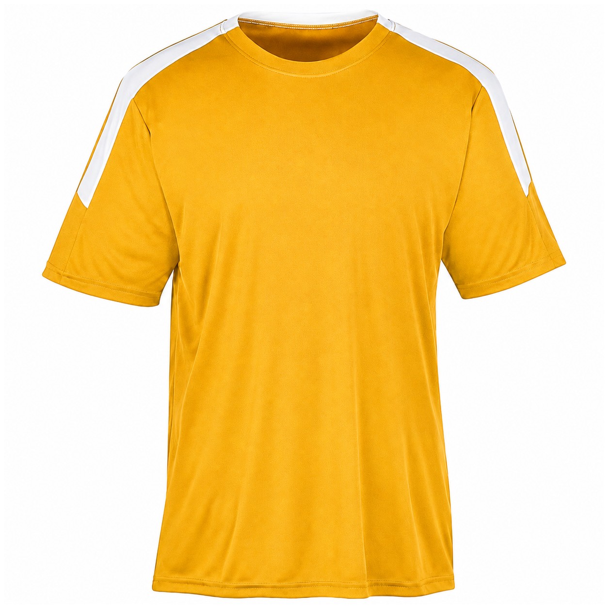 Polyester Contrast Stripe Crewneck Shirt — Gold