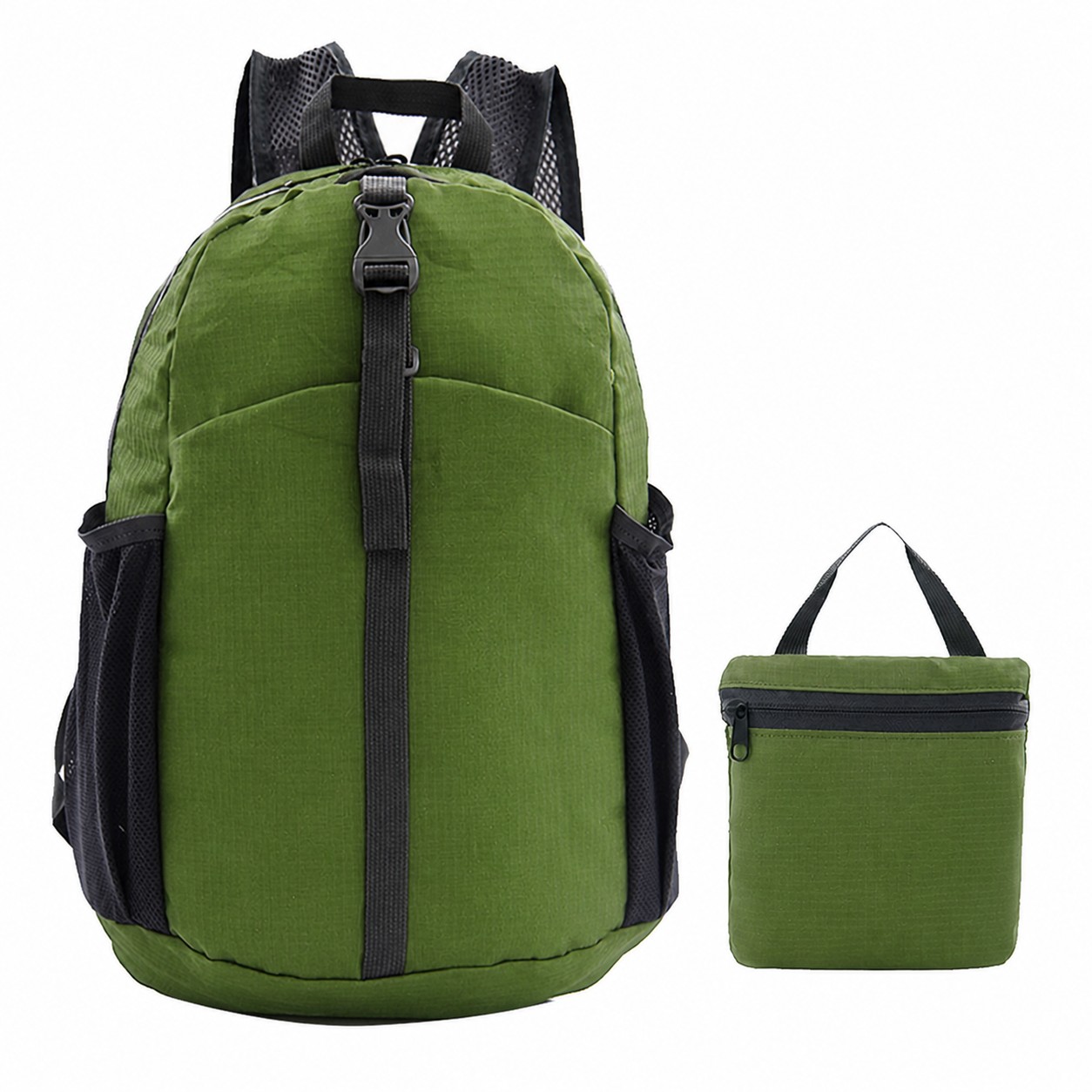 Foldable Nylon Travel Backpack — Green