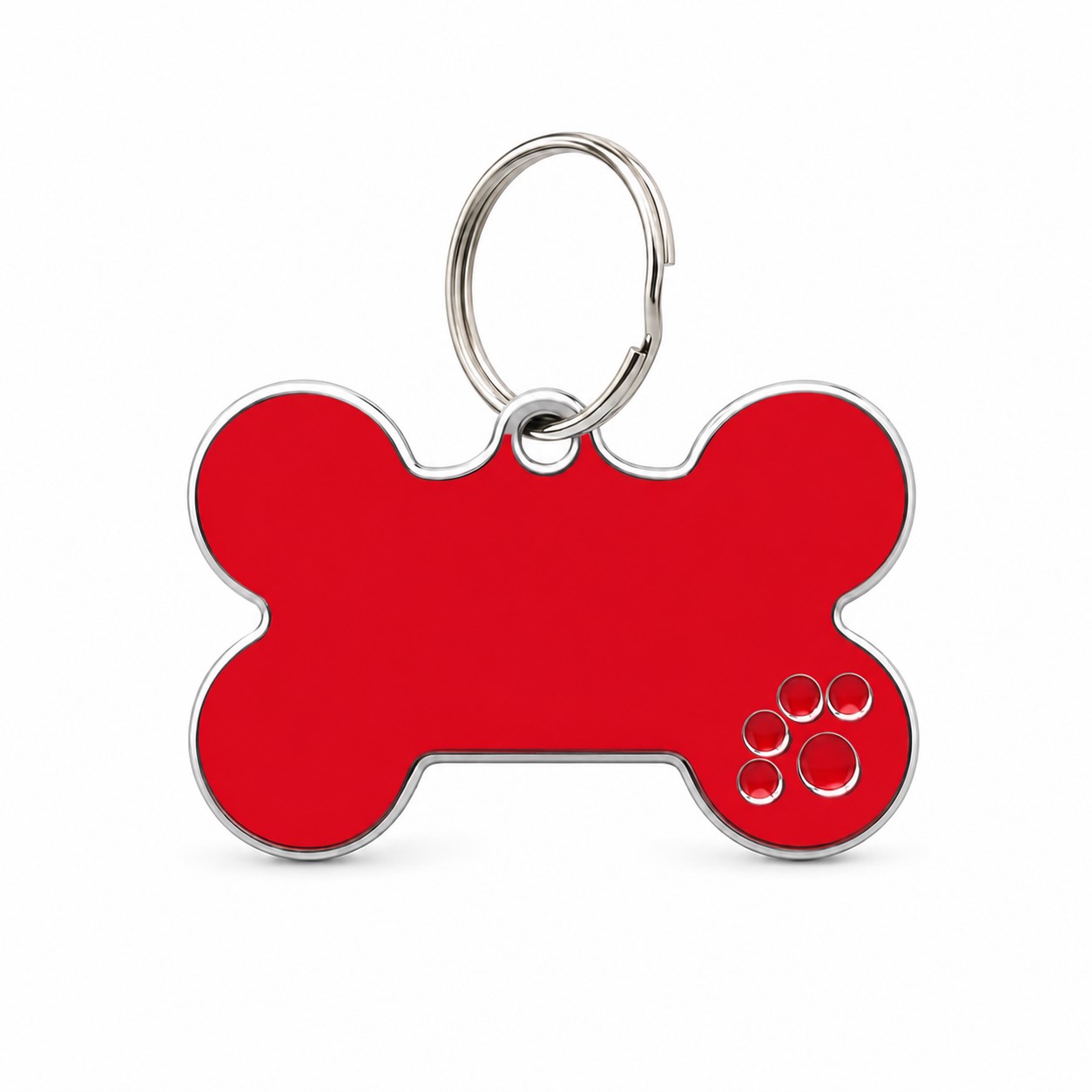 Bone Shape Metal Pet Identification Tag — Red