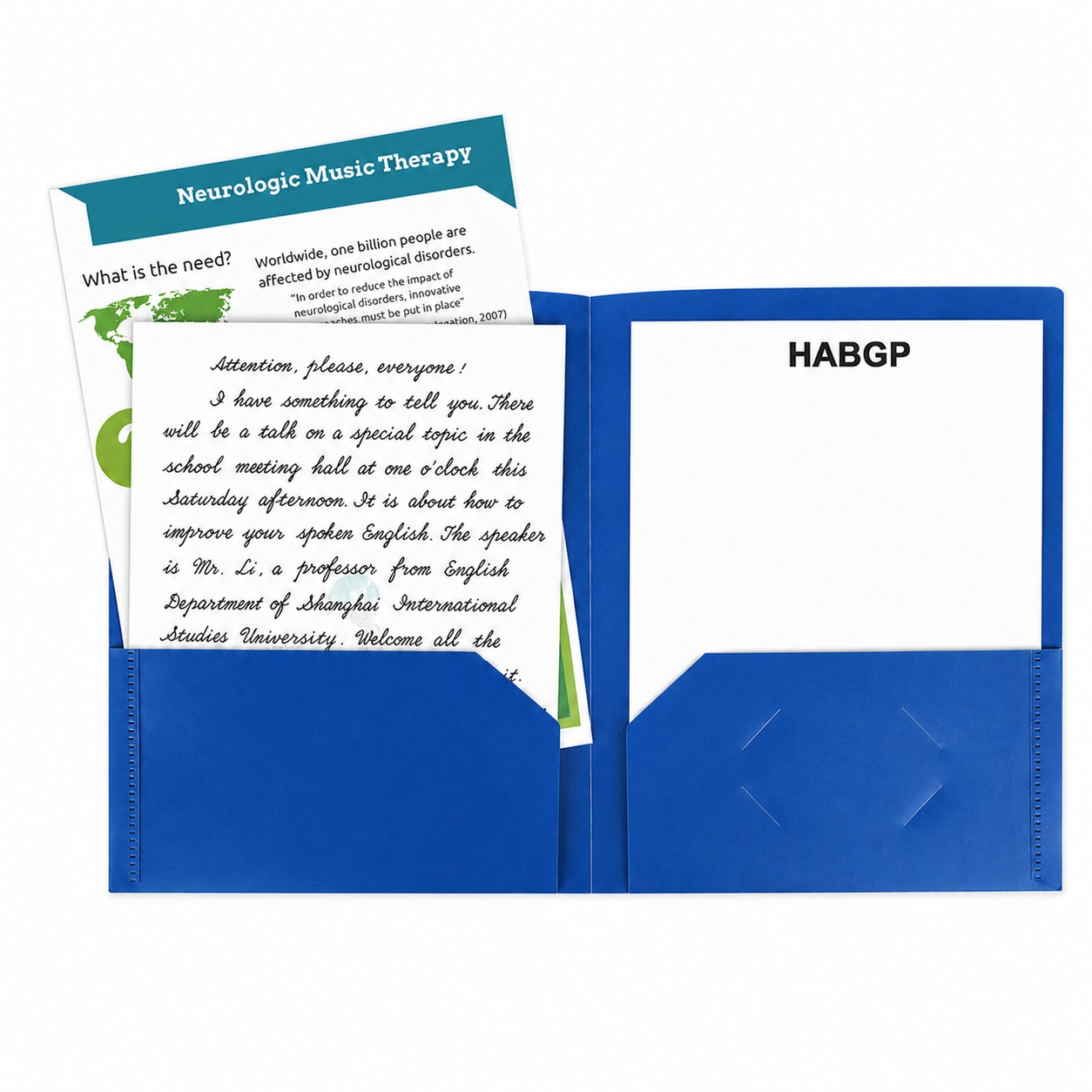 Polypropylene Pocket Folders With Labels — Blue