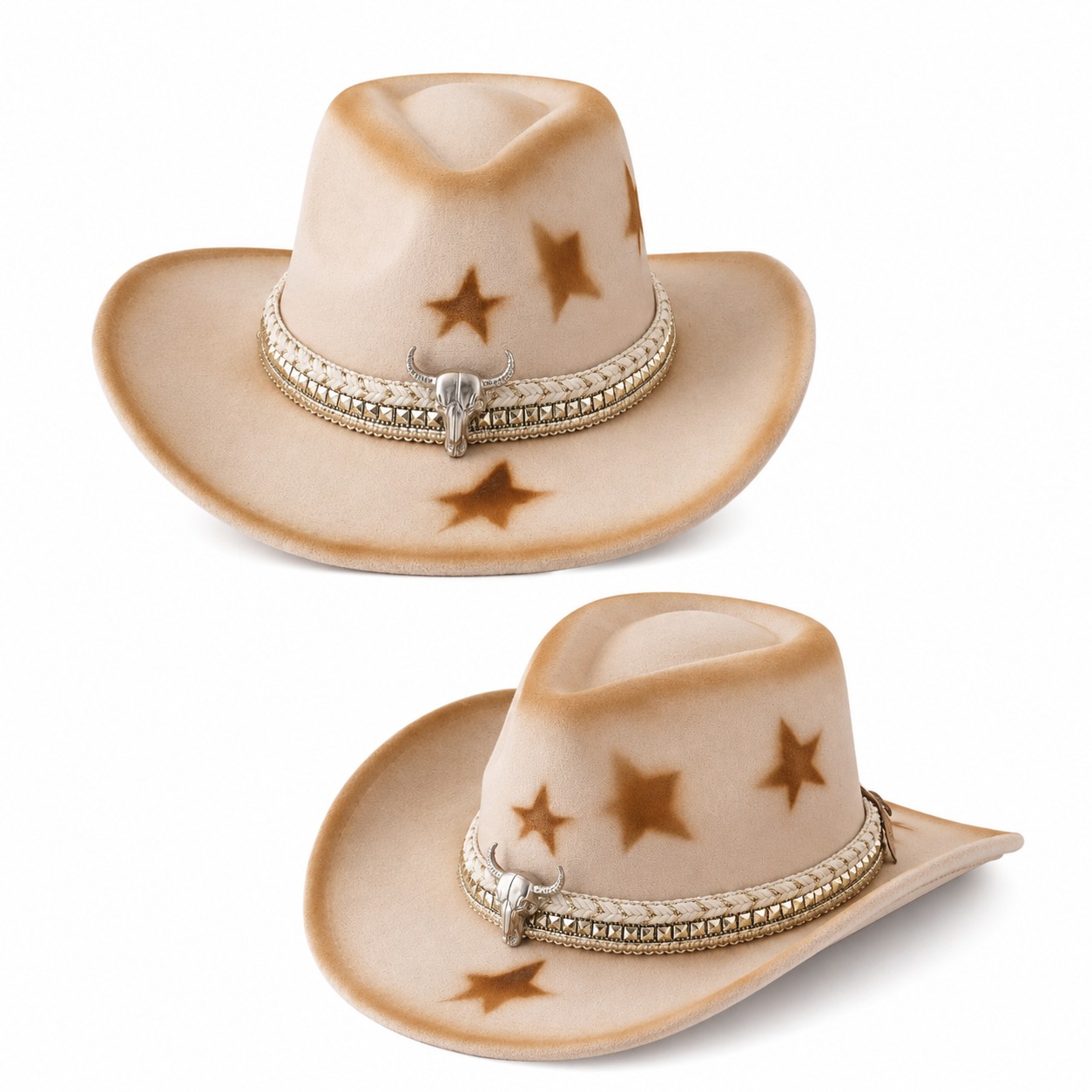 Beige Star Western Cowboy Hat
