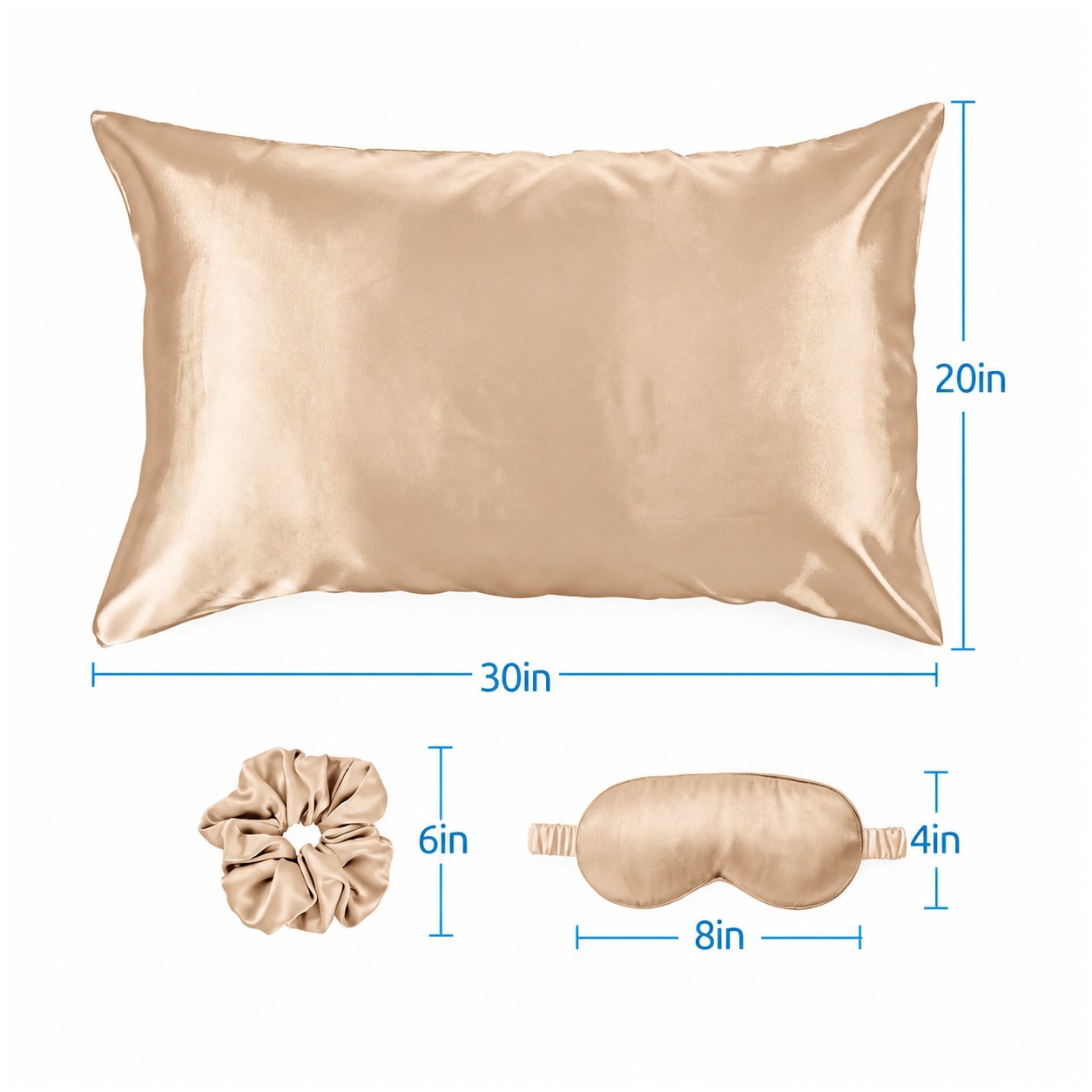 Satin Sleep Set With Pillowcase — Tan Beige
