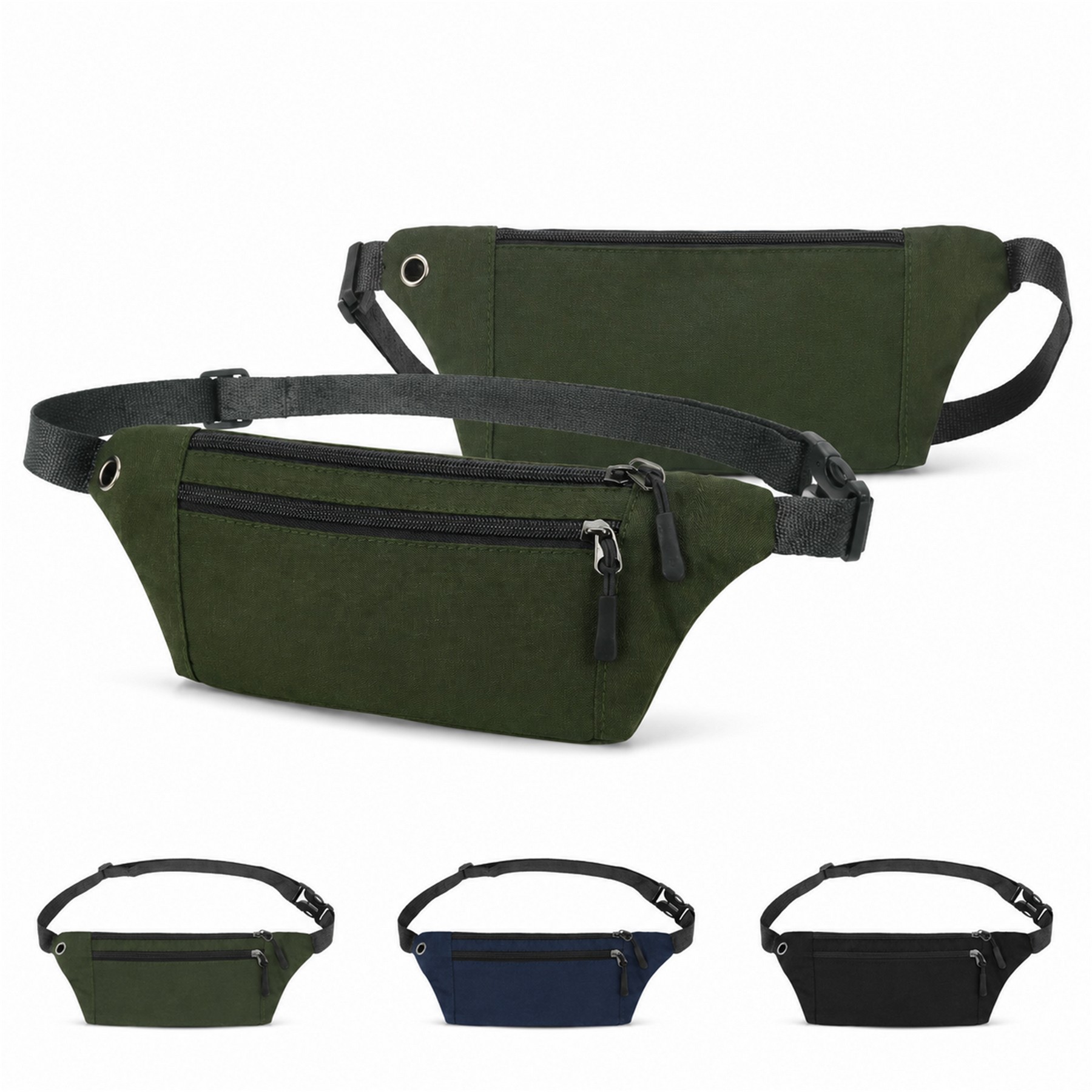 Fanny Pack With Three Zippered Pockets