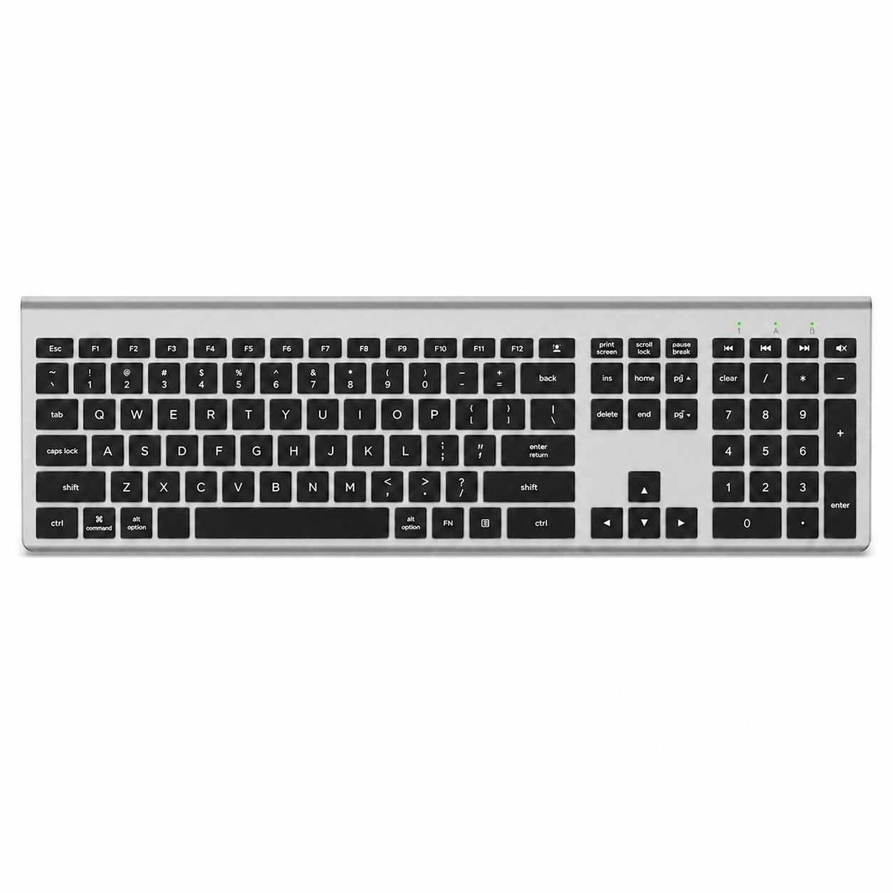 Full Size Rechargeable Wireless Keyboard — Nickel Silver