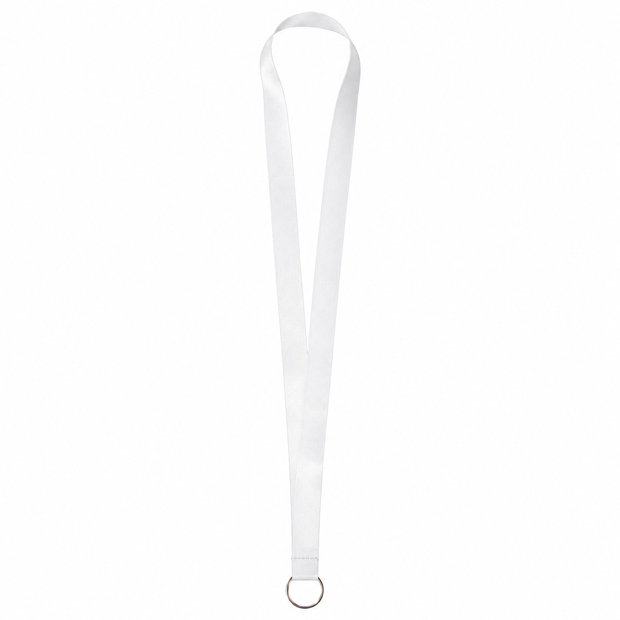 Satin Polyester Split Ring Lanyard — White