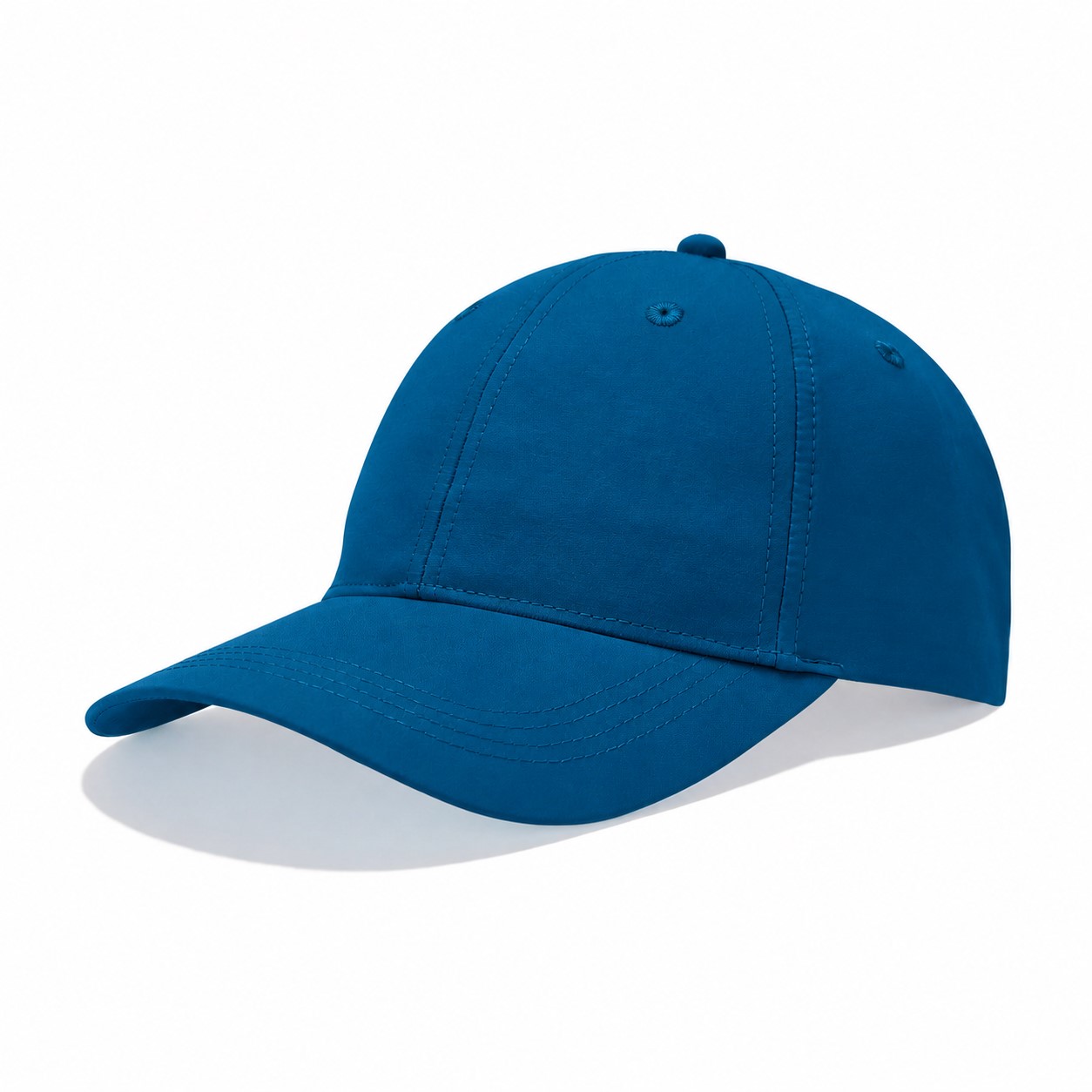 Six-Panel Quick-Dry Polyester Cap — Dark Cyan Blue