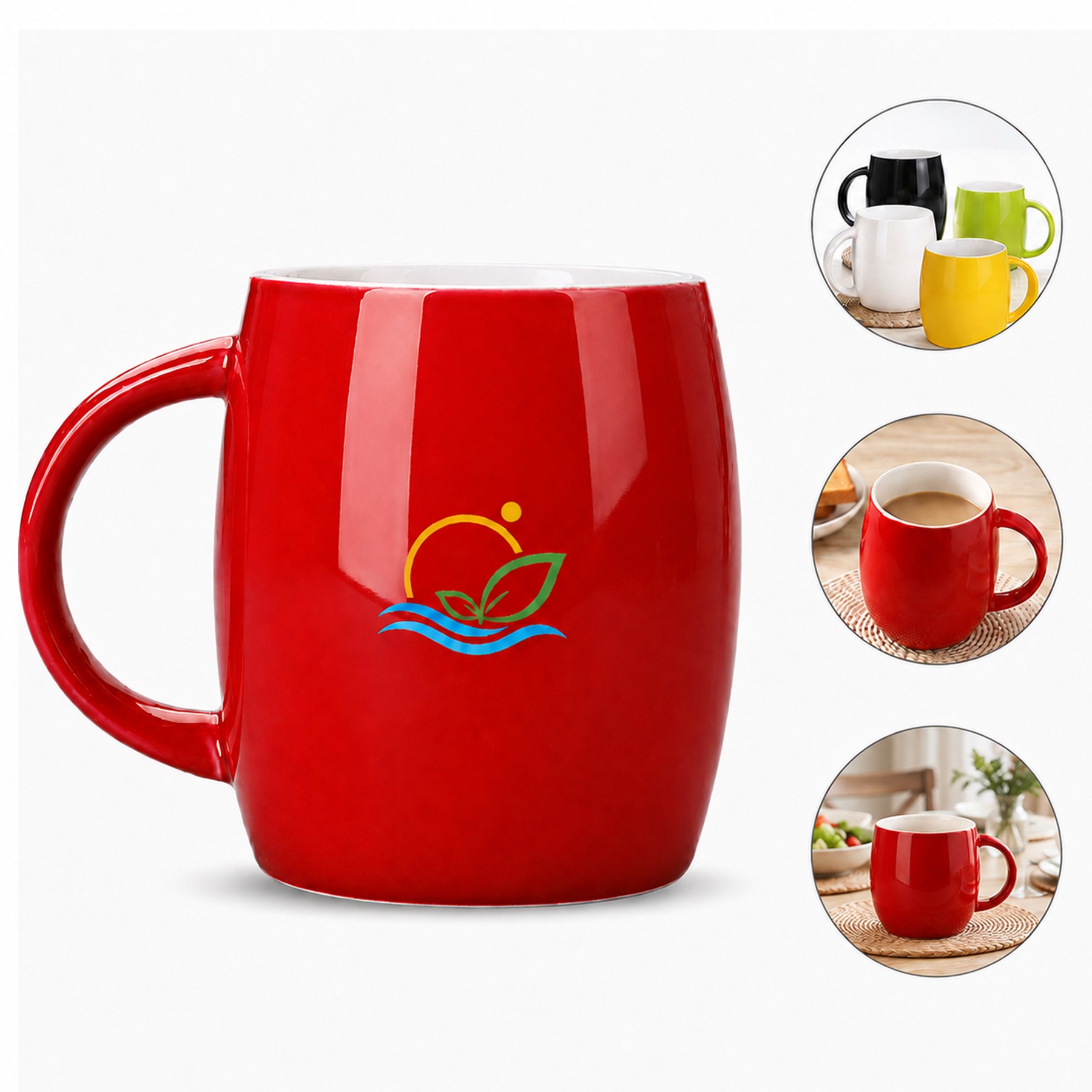 Glossy Ceramic Coffee Mug With Side Handle