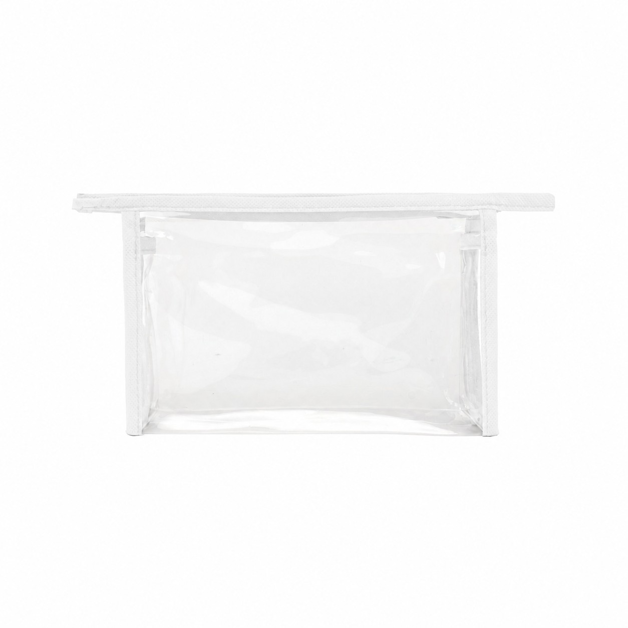 Clear PVC Carry Handle Toiletry Bag with 80GSM Non-Woven Trim — White